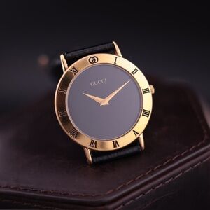 Vintage 1980s Gucci 3000.2M Men’s Dress Watch 
Gold Plated, Swiss Made